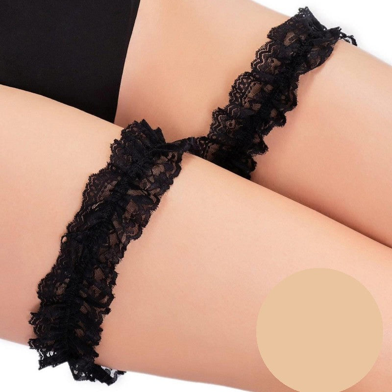 Еластични черни дантелени жартиери AA-810827