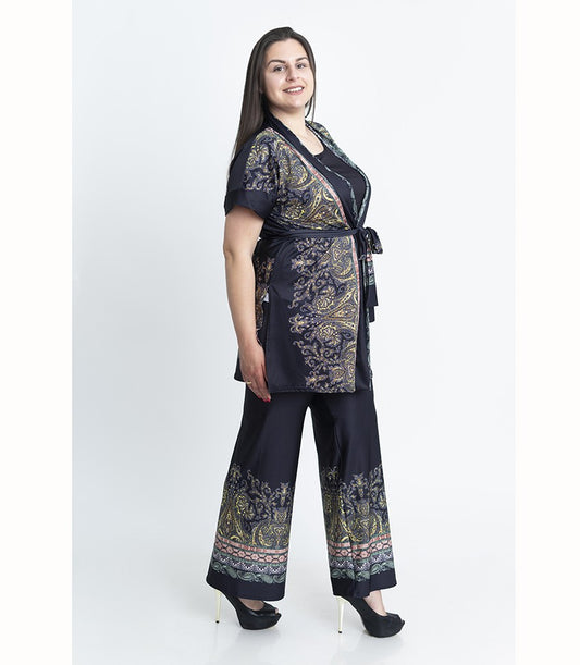 Комплект кимоно с къс ръкав и прав панталон Амира