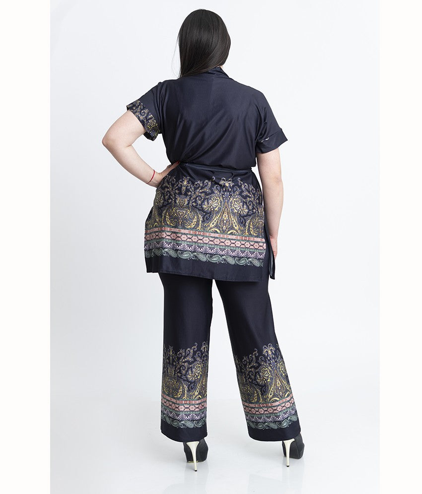 Комплект кимоно с къс ръкав и прав панталон Амира