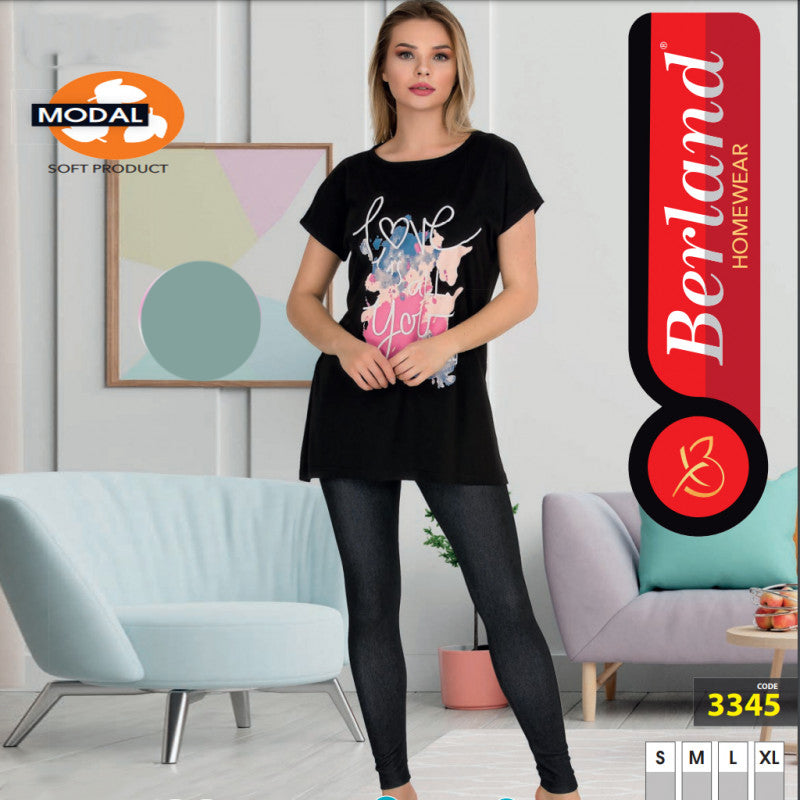 Дамска пижама от туника и дълъг клин B-3345