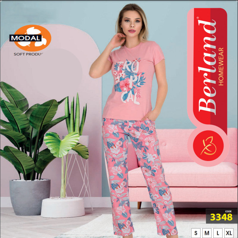Дамска пижама от тениска и панталон B-3348