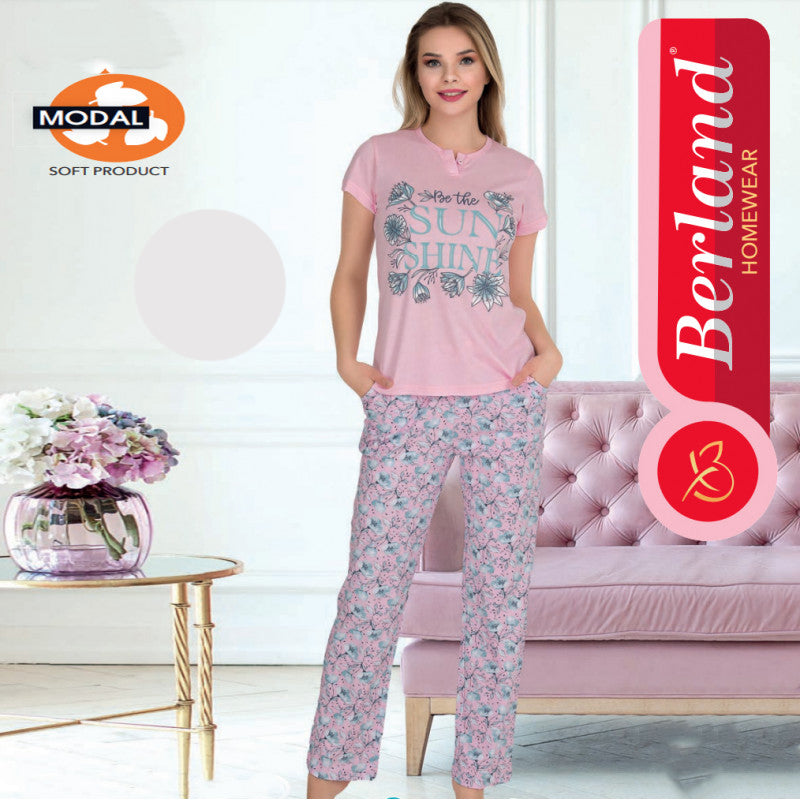 Дамска пижама от тениска с панталон B-3349