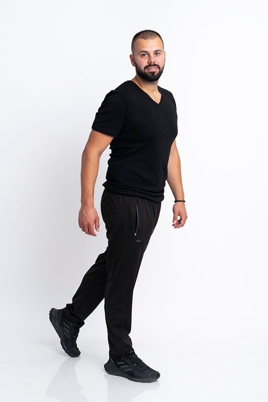 Памучно мъжко черно долнище Хари