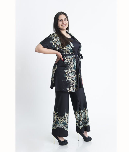 Комплект кимоно с къс ръкав и прав панталон Дона