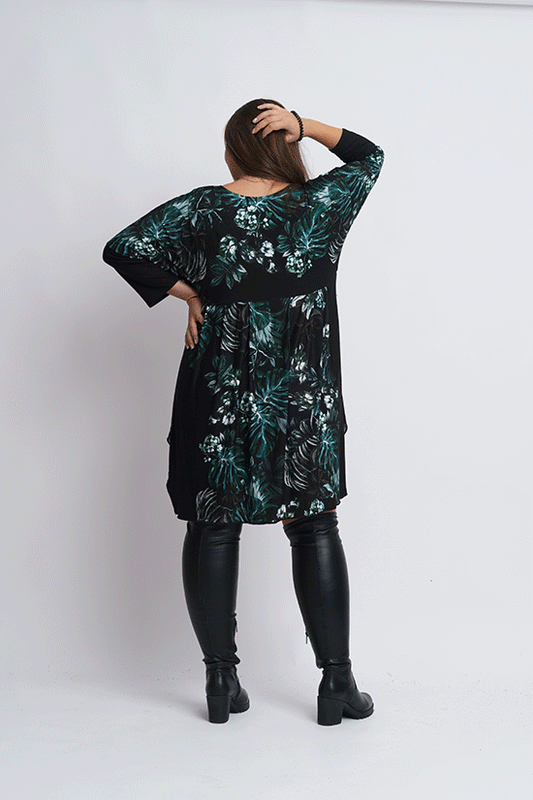 Черна туника на цветя Виолета