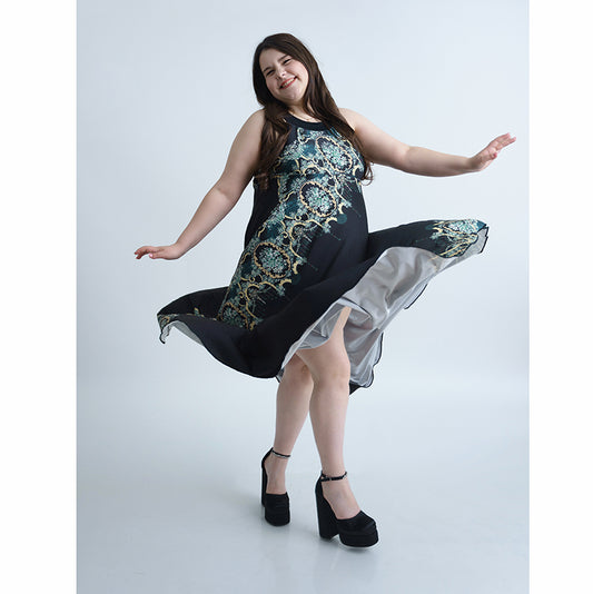 Дълга черна лятна рокля Хенриета