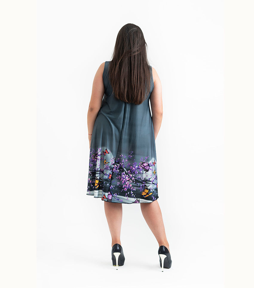 Къса сива рокля без ръкави Инес