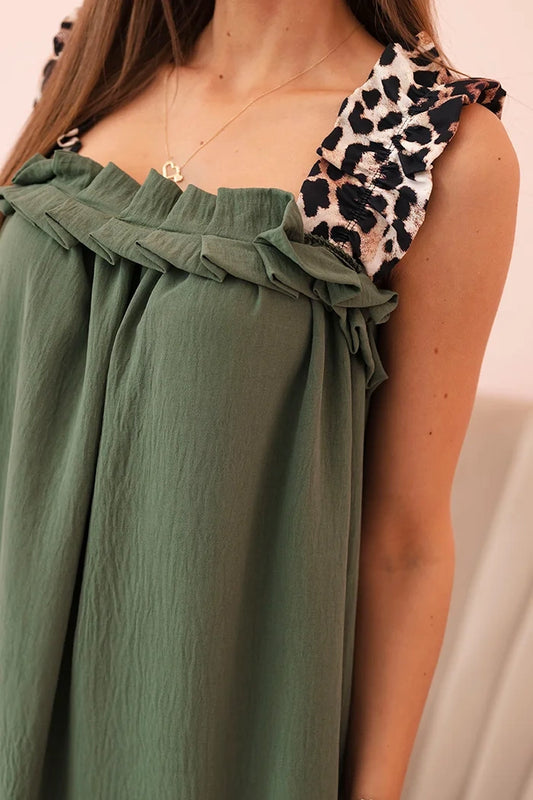 Дамска рокля с леопардов принт презрамки ИТ-78