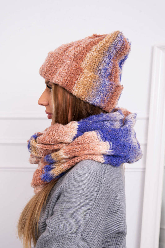 Дамски мохерен комплект от шапка с шал K208