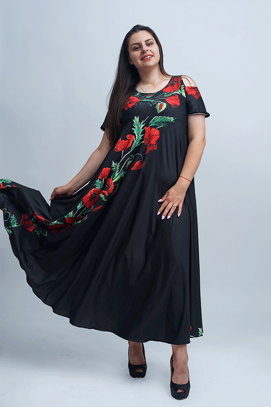 Дълга рокля с къс ръкав Киара