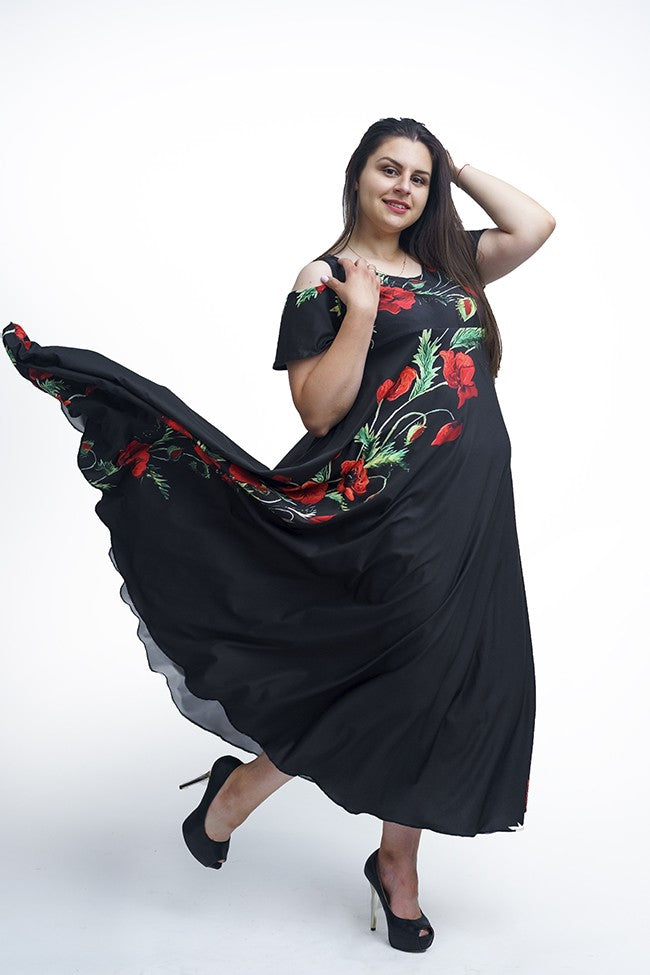 Дълга рокля с къс ръкав Киара