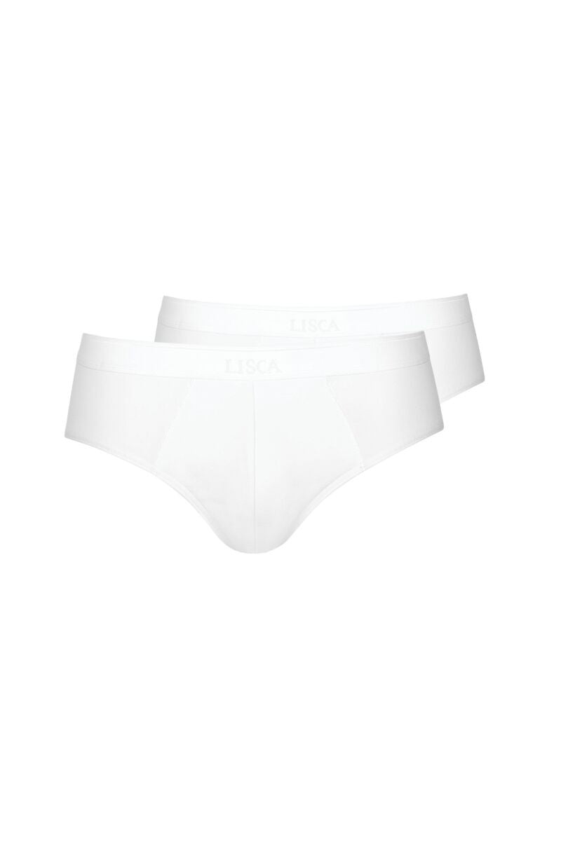 Комплект от 2 бр. мъжки памучни слипове в бяло Lisca Hermes Men 032034-01