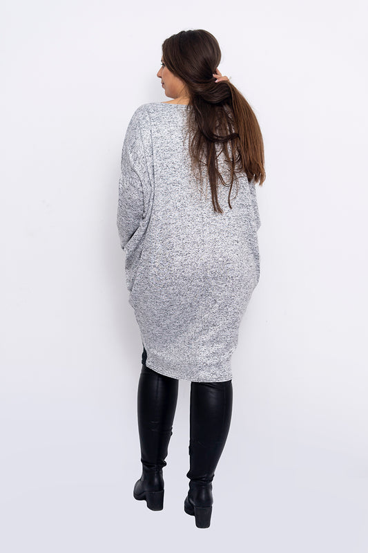 Сива рокля с дълъг ръкав Лили