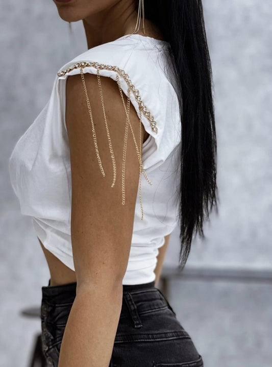 Дамска памучна блуза без ръкав със синджири Лиса1