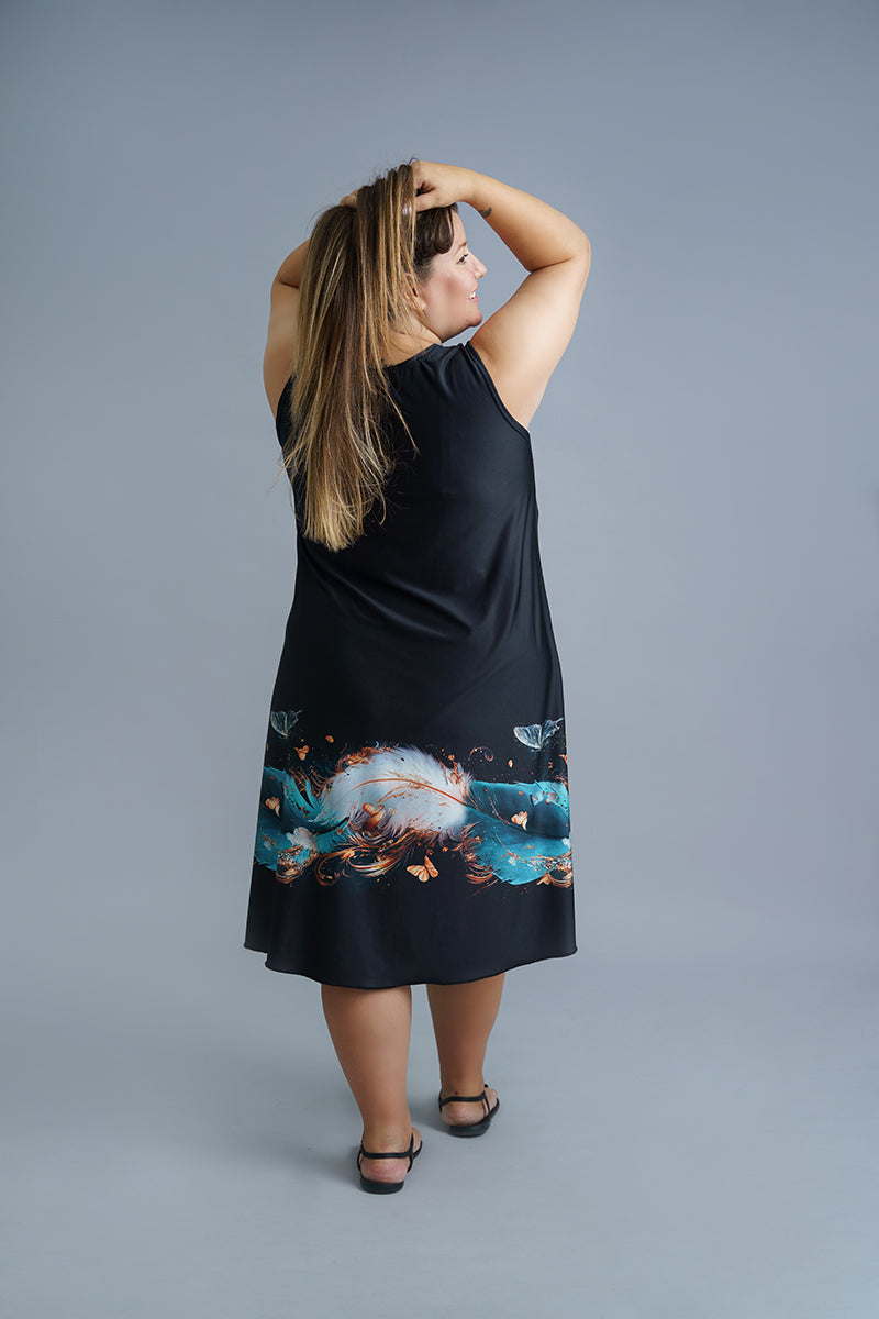 Черна лятна рокля без ръкави Мона