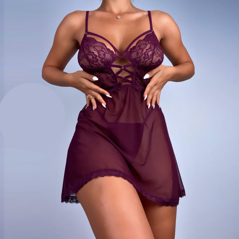 Къса babydoll нощница с прашки NL-3295