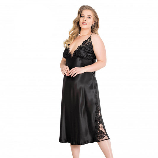 Сатенен макси комплект от нощница с халат P-6173