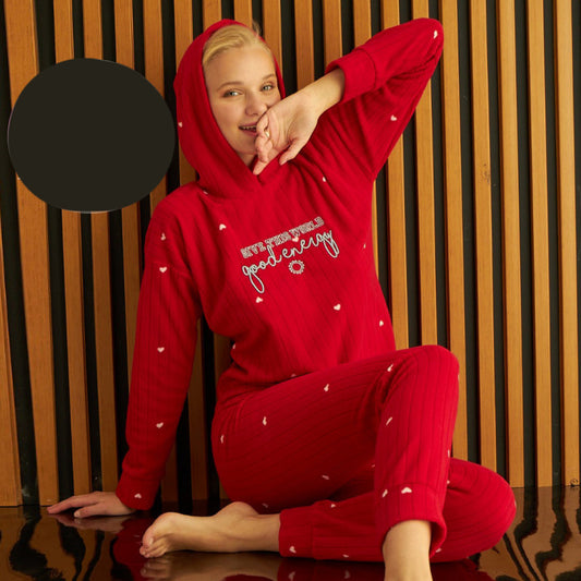 Червен дамски поларен комплект 3720-1