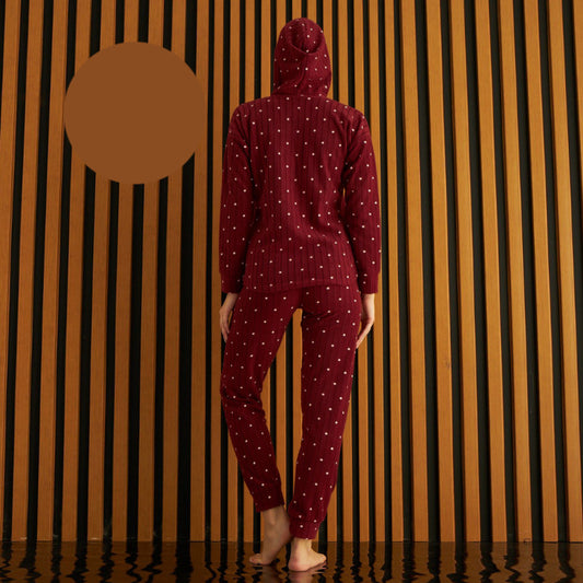 Дамска поларена пижама с качулка PI-3720-11