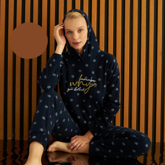 Дамски поларен комплект с качулка 3720-21