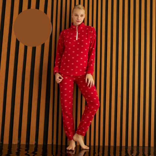 Червена поларена пижама PI-3750-6