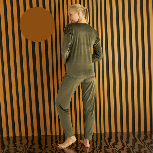 Дамска кадифена пижама с дълъг ръкав PI-4200-22