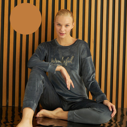 Плюшен домашен комплект с дълъг ръкав PI-4200-59