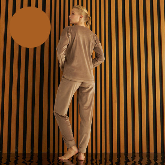 Кадифена дамска пижама с дълъг ръкав 4200-6