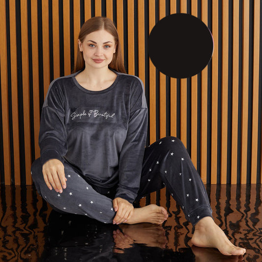 Макси плюшена пижама с дълъг ръкав PI-4230-14