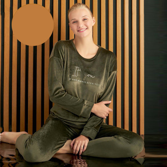 Дамска плюшена пижама с дълъг ръкав PI-4200-67