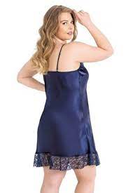 Къса макси тъмно синя сатенена нощница 2062