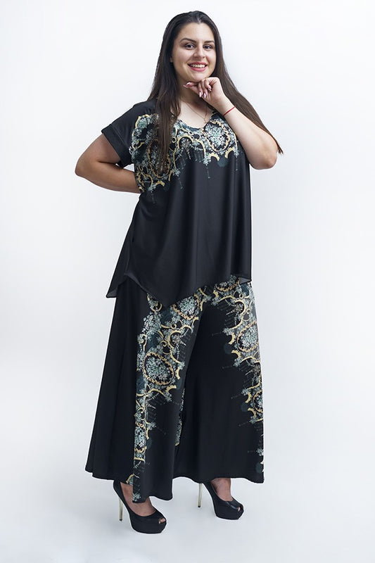 Черен комплект туника с панталон Росита