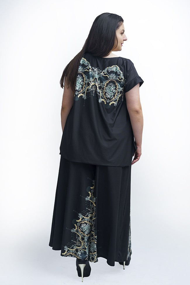 Черен комплект туника с панталон Росита