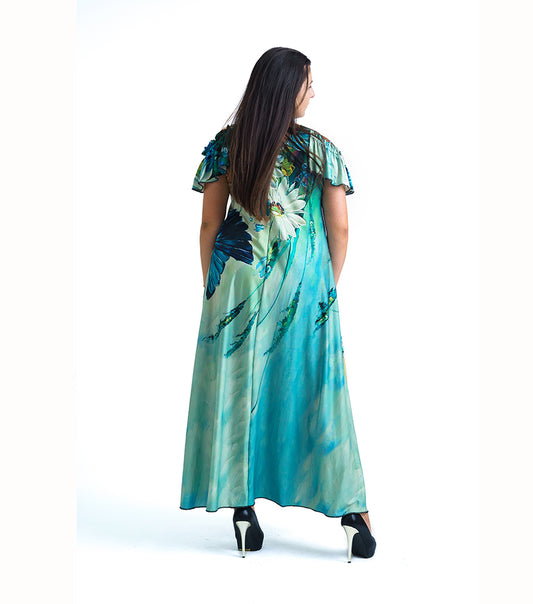 Зелена дълга рокля Шарлот