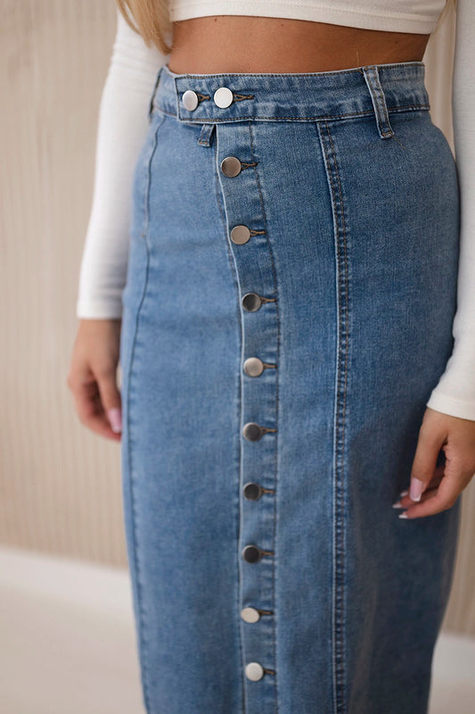 Дълга дънкова пола с копчета TR205