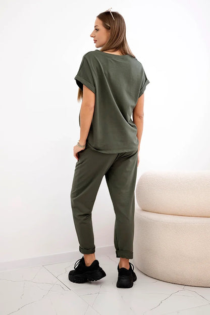 Памучен комплект от блуза с панталон ART0084