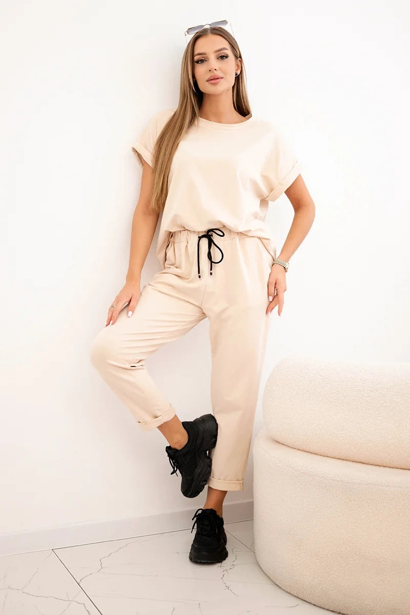 Памучен комплект от блуза с панталон ART0084