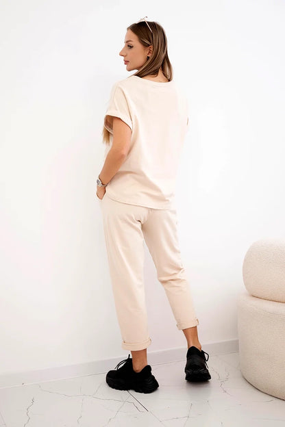 Памучен комплект от блуза с панталон ART0084