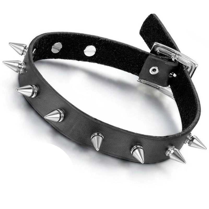 Черен кожен харнес с шипове за врата AA-0295