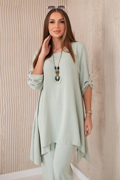 Комплект от блуза с панталон и висулка 1025A