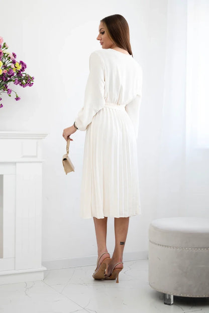 Плисирана рокля с колан на кръста 1027M