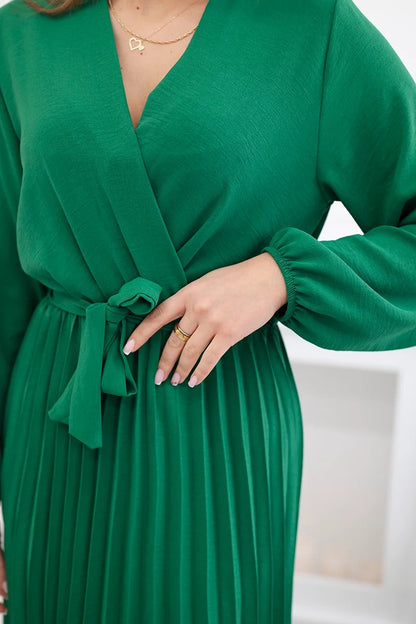 Плисирана рокля с колан на кръста 1027M