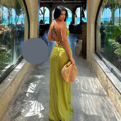 Летен комплект от пола и топ с връзки EO-1028