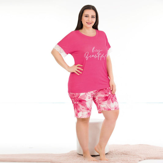 Макси дамска пижама с къс ръкав LY-10396