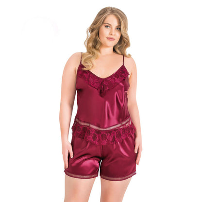 Сатенен бейбидол от корсаж и шорти в макси размери  P-1053