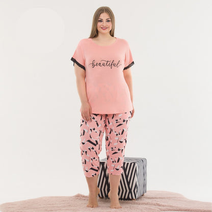 Макси пижама с къс ръкав и 7/8 клин 10601