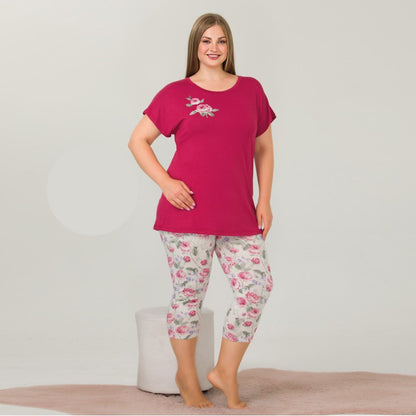 Макси дамска пижама от тениска с клин LY-10641