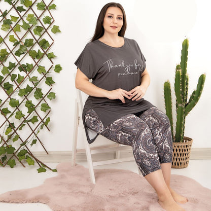 Макси дамска пижама от блуза с клин LY-10704