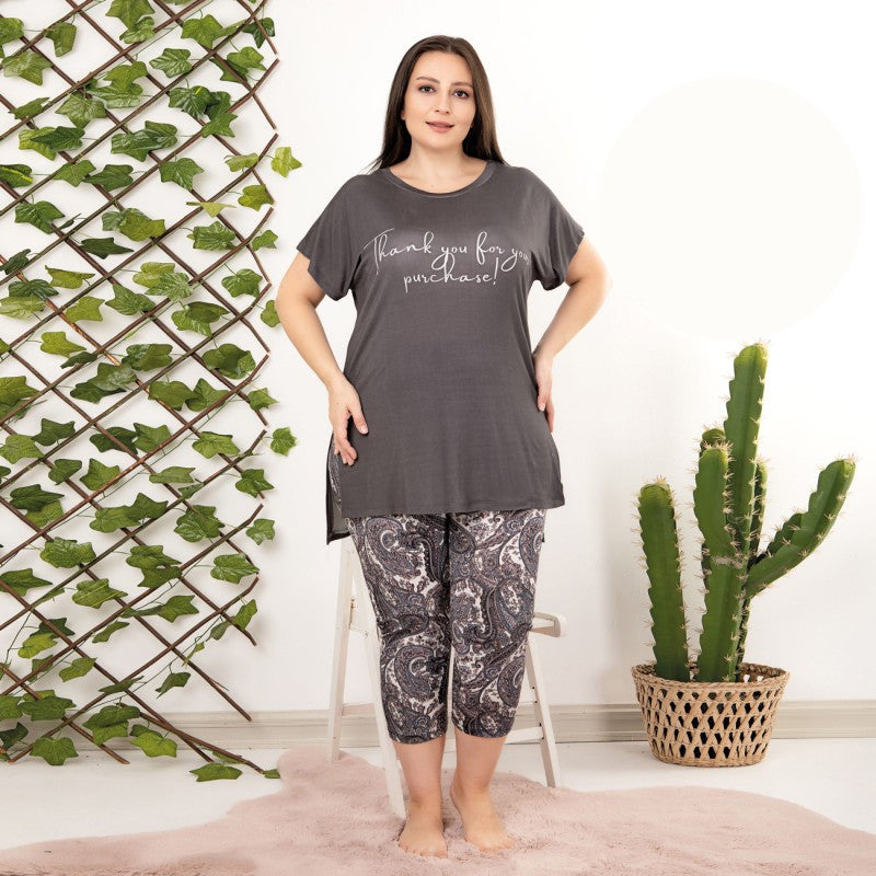 Макси дамска пижама от блуза с клин LY-10704