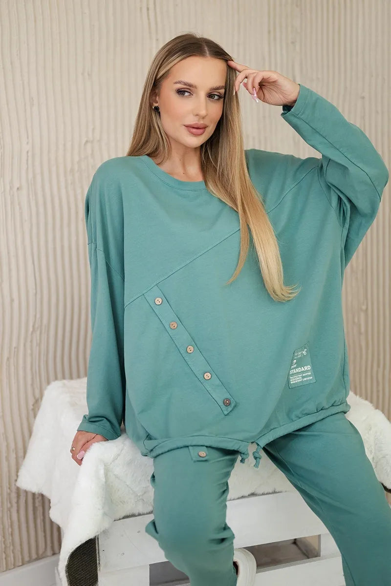 Oversize памучен комплект от суитчер с панталон ART10853